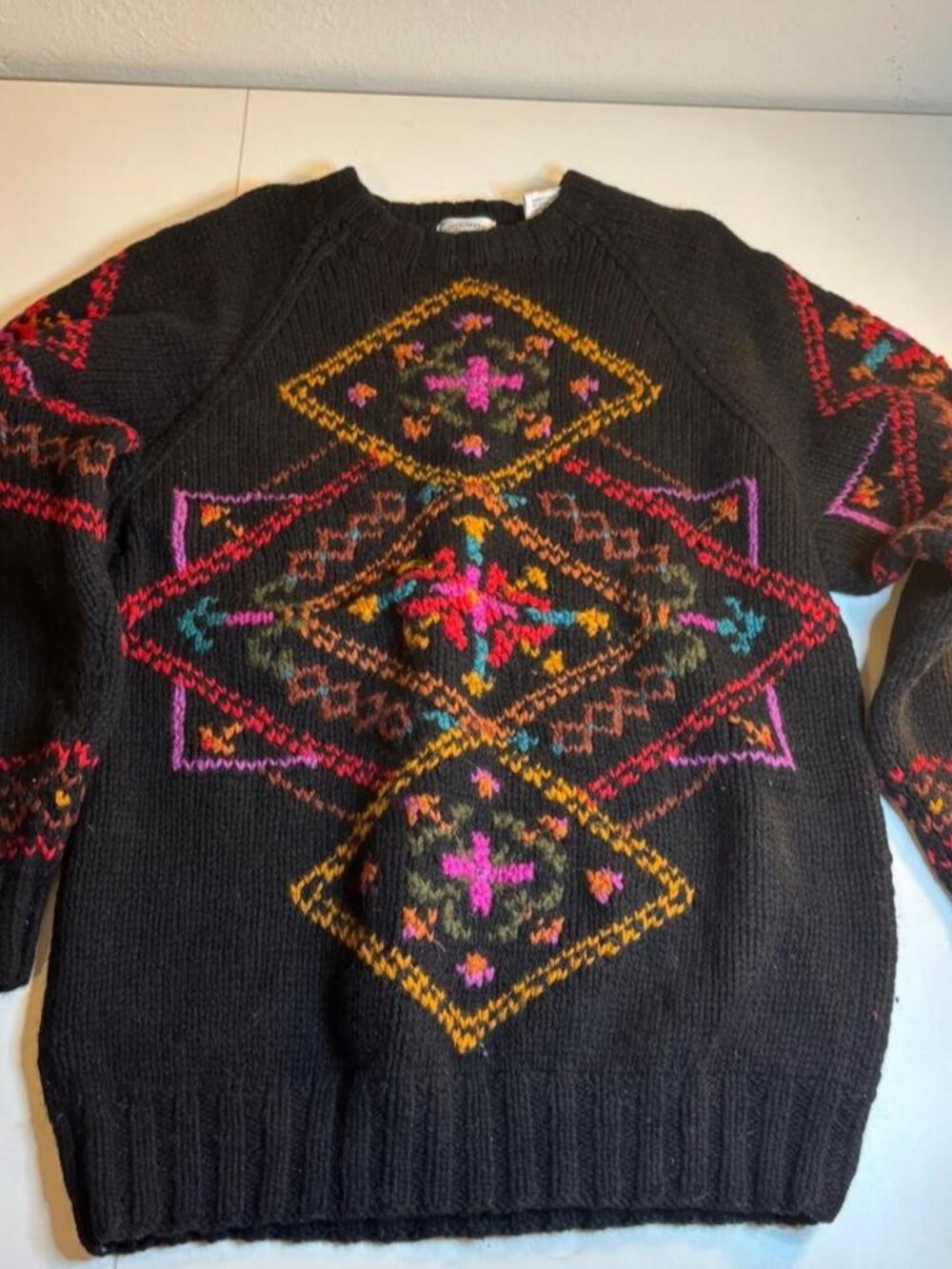 Marsh Landing vintage Hand Knits 100% Wool Shetland Sweater